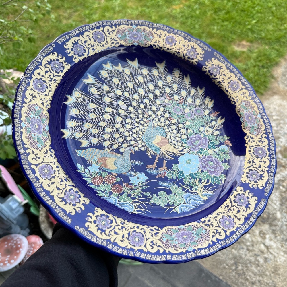 Elegant Blue‎ and Gold Peacock Plate